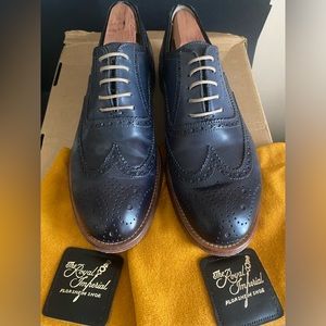 ANTONIO MAURIZI Dress Shoes Mens 7.5M 39 Heritage Oxford Navy Leather Wingtip